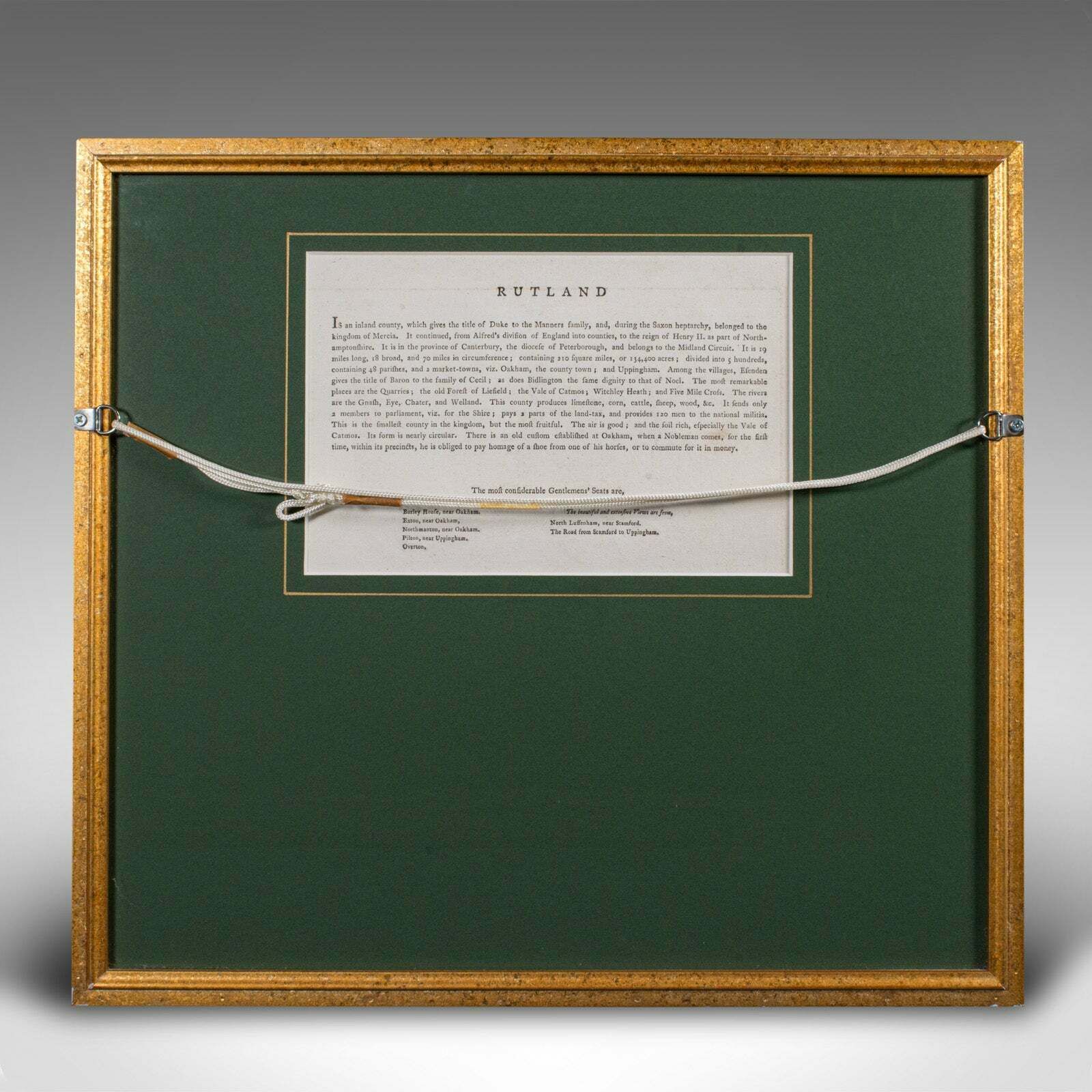 Art Antique County Map, Rutlandshire, Framed Atlas Cartography, John Cary, Georgian photo
