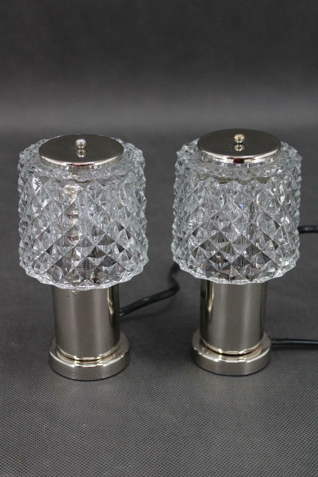 1970s Pair Of Nightstands Glass Lamps By Kamenicky Senov, Czechoslovakia photo furniture