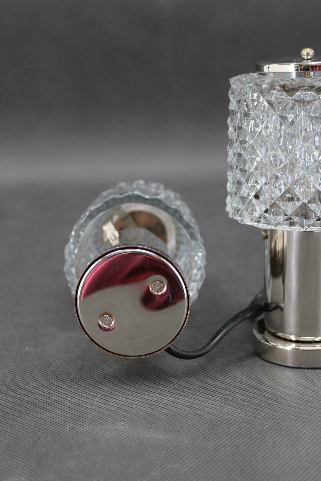 1970s Pair Of Nightstands Glass Lamps By Kamenicky Senov, Czechoslovakia photo 474.0