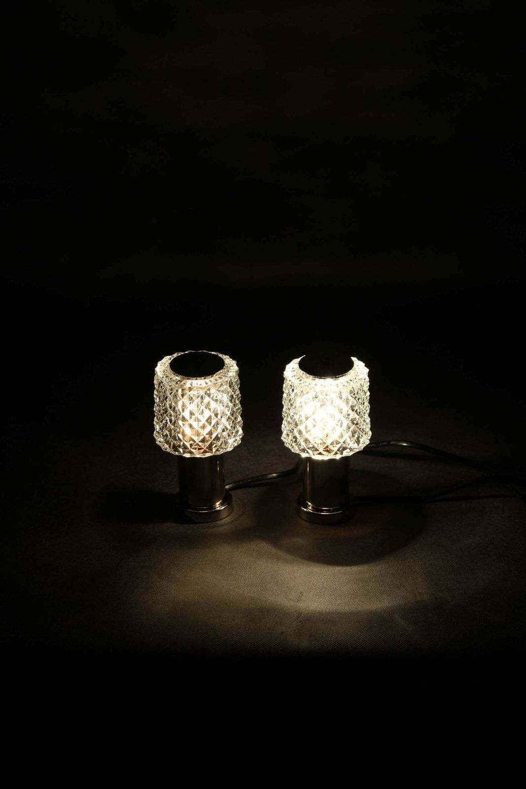 Lighting 1970s Pair Of Nightstands Glass Lamps By Kamenicky Senov, Czechoslovakia photo