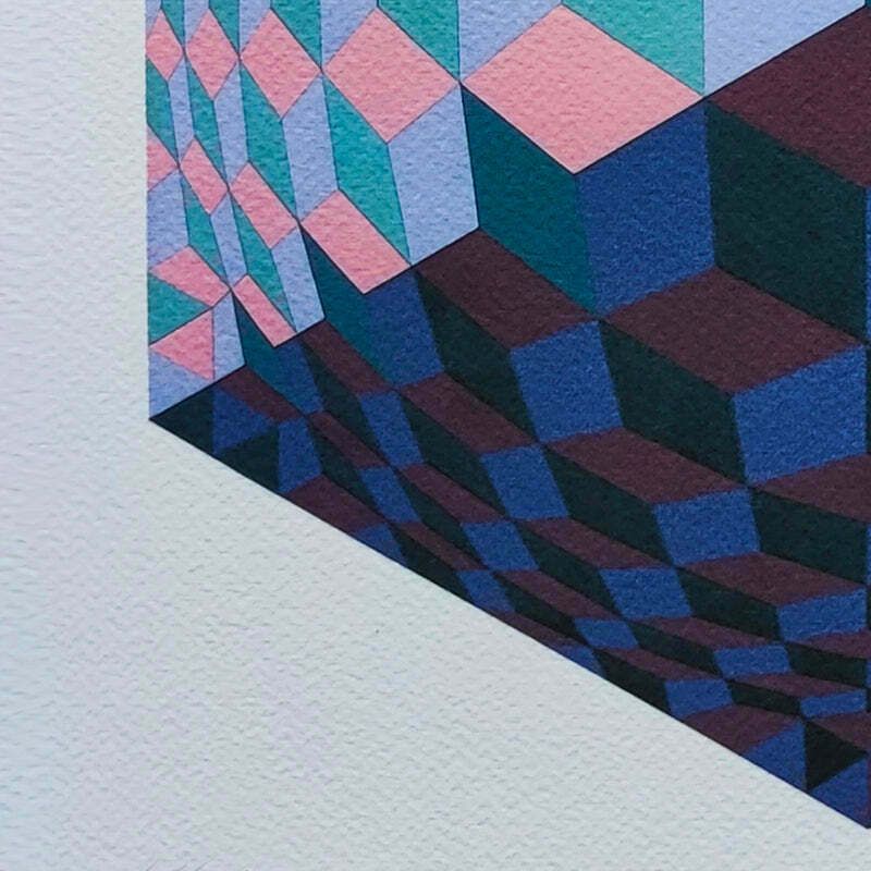 1970s Original Gorgeous Victor Vasarely Op Art Limited Edition Lithograph photo vinterior