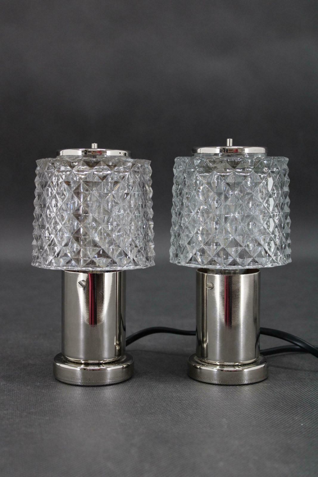 1970s Pair Of Bedside Table Glass Lamps By Kamenicky Senov, Czechoslovakia photo furniture