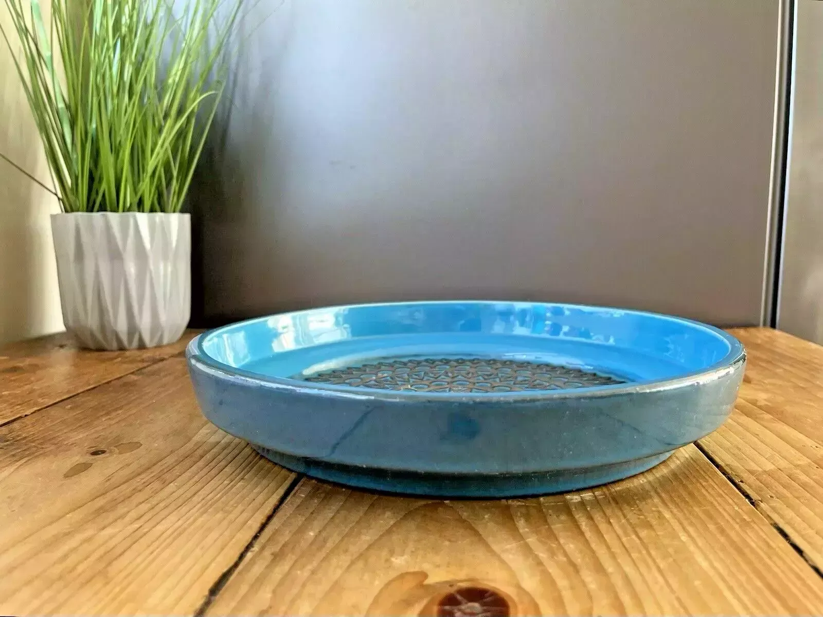 1967 Mid Century Swedish Upsala Ekeby Turkosa 7020 M Aztec Charger Dish Bowl 60s photo vinterior