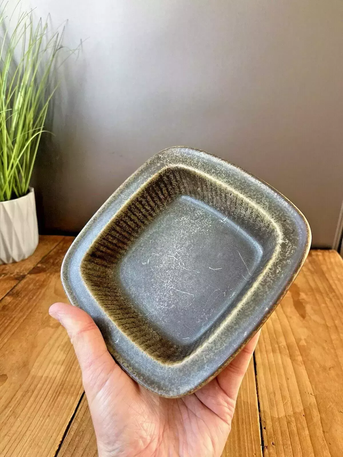 60's Mid Century Swedish Rorstrand Gunnar Nylund Striped Green Collier Dish Bowl photo buy