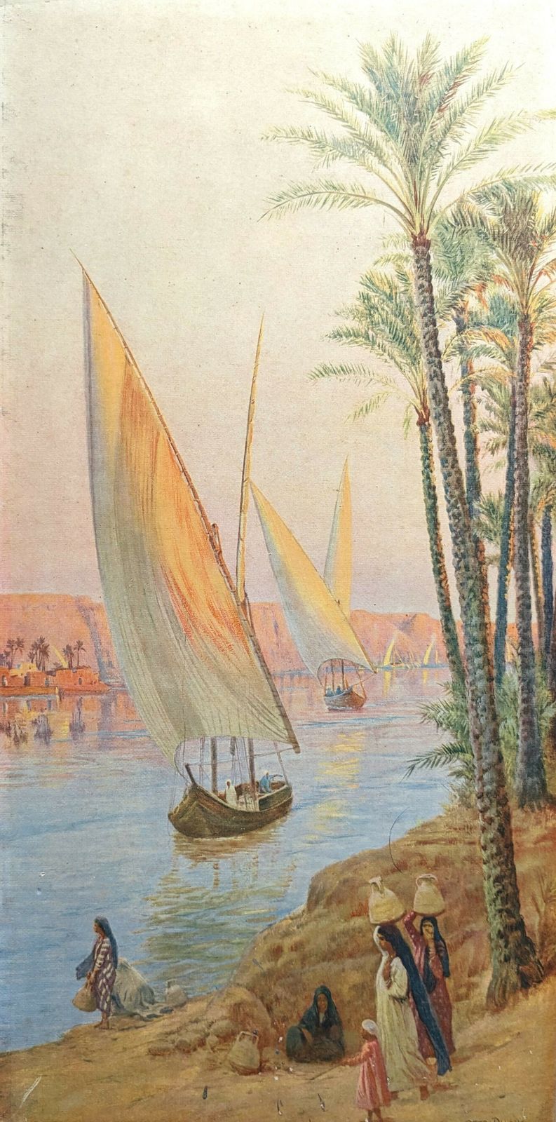 Framed Antique Print Of River Nile By Otto Pilny Mounted On Board photo furniture