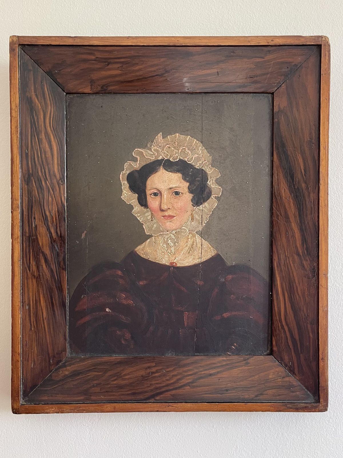Period Male Female Oil On Panel Pair Of Portraits Antique Scumble Frame Welsh Naive Folk. photo vinterior