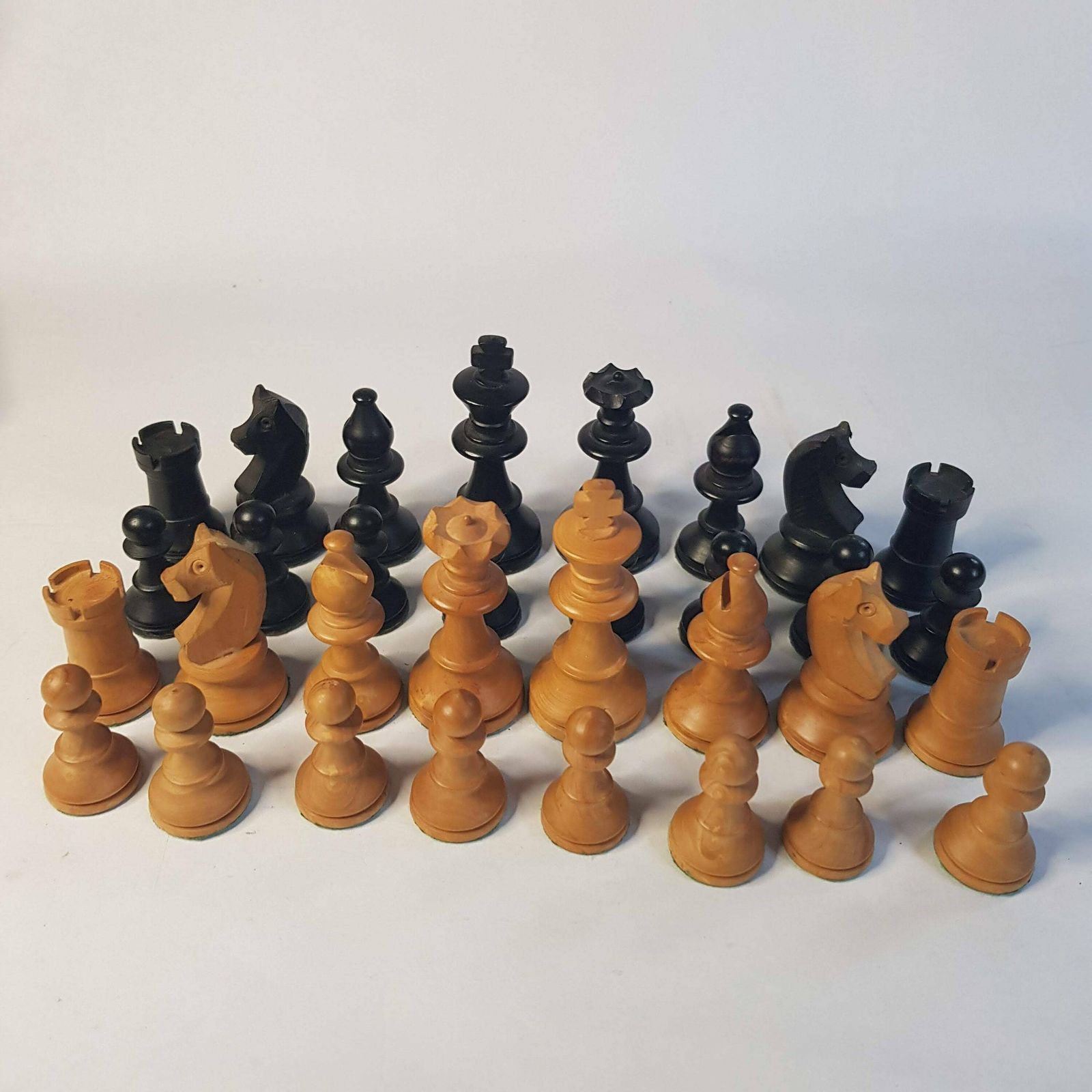 Vintage Wooden Chess Set In A Burr Walnut Case photo buy