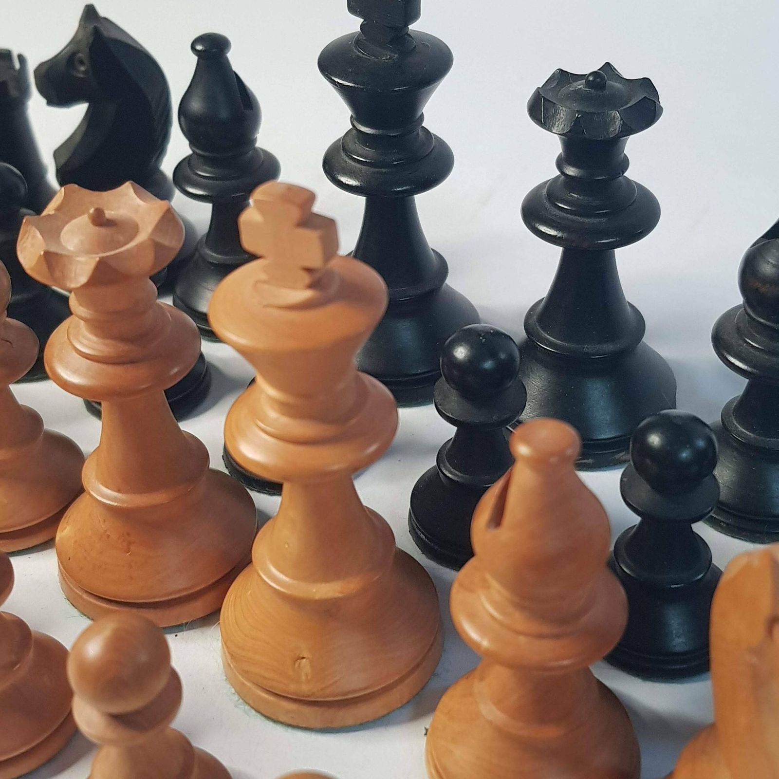 Vintage Wooden Chess Set In A Burr Walnut Case photo vintage