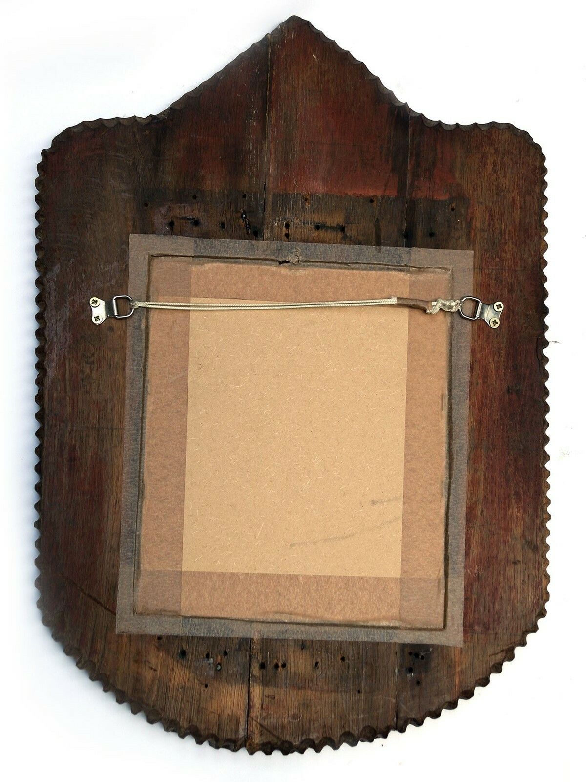 19thc French Folk Art Mirror With Carved Frame photo for sale