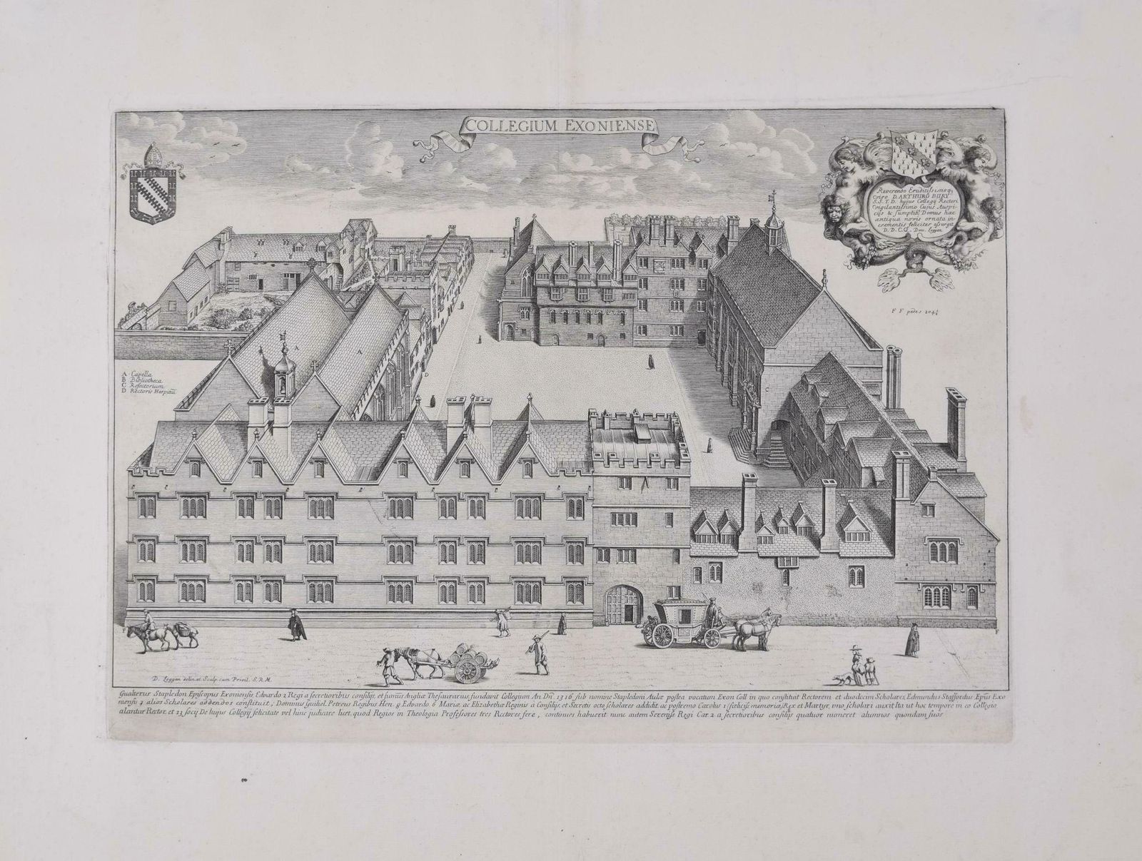 David Loggan Exeter College, Oxford 1675 Engraving By David Loggan 1675