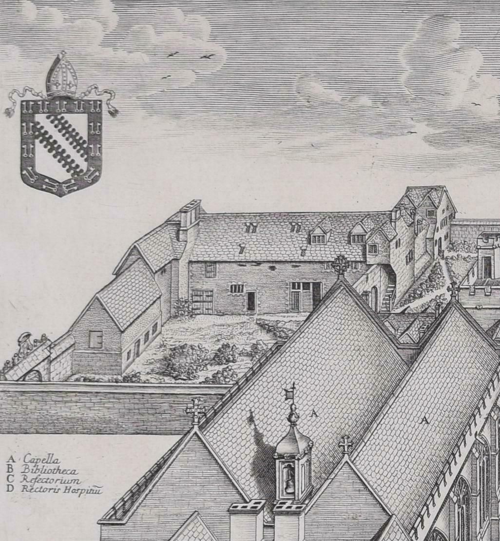 David Loggan Exeter College, Oxford 1675 Engraving By David Loggan 1675 photo furniture