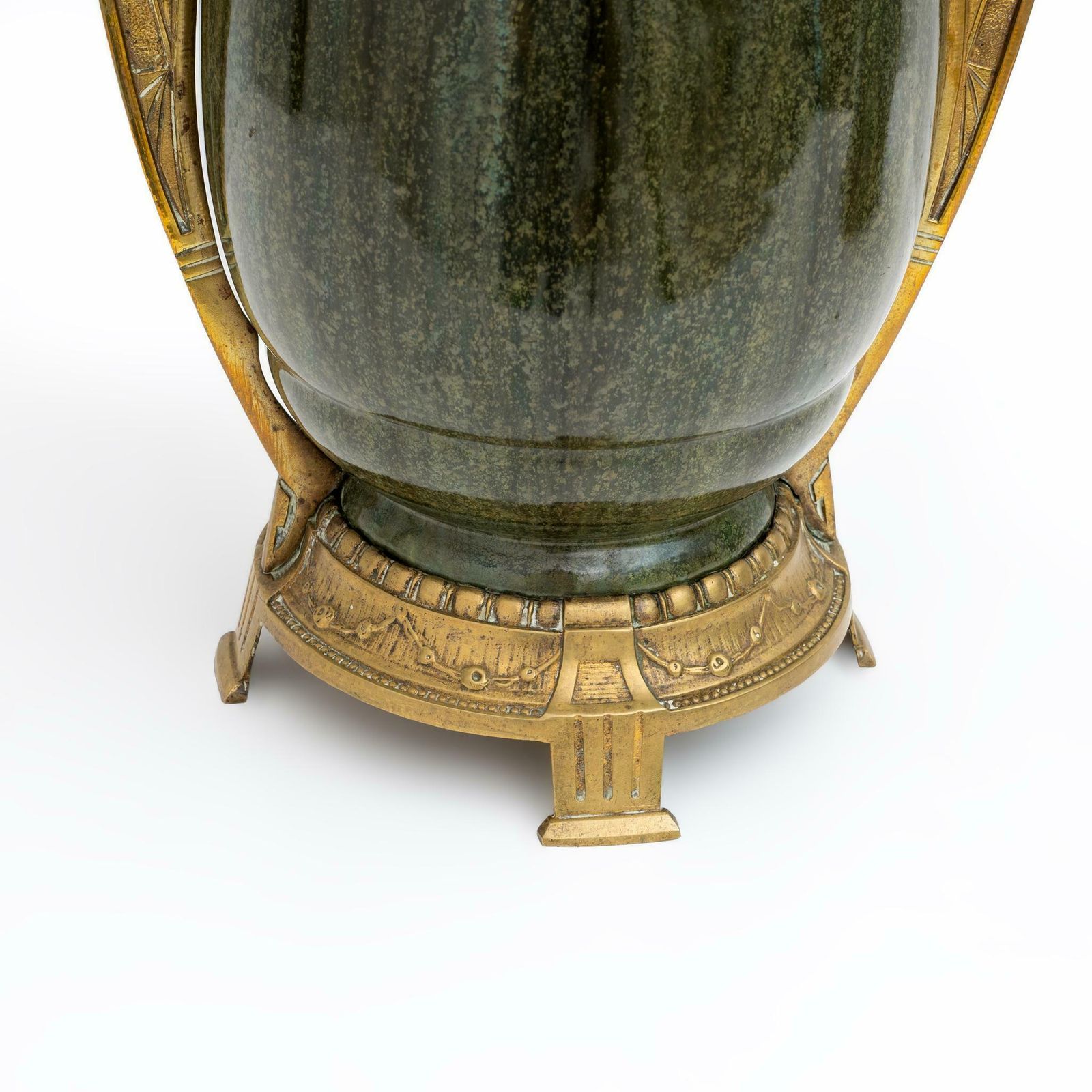 Pair Of Art Nouveau Jugendstil Bronze And Ceramic Vases Otto Eckman Style, 1900s photo buy