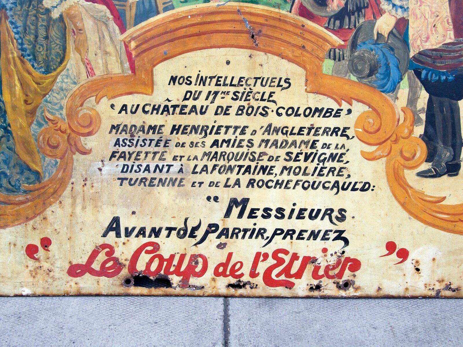 Hand Painted Antique Advertising Sign From France photo furniture