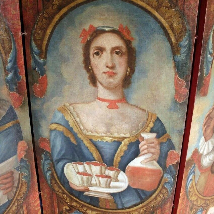 photo furniture Late 18th/Early 19th C. Painted 'Shakespearean' Screen From Italy