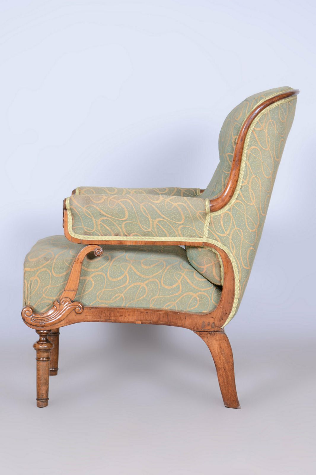 2050.0 Restored Biedermeier Armchair, Walnut, Spruce, Beech, Czech, 1830s photo