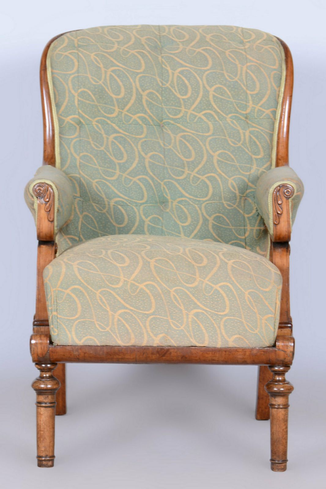 photo vinterior Restored Biedermeier Armchair, Walnut, Spruce, Beech, Czech, 1830s