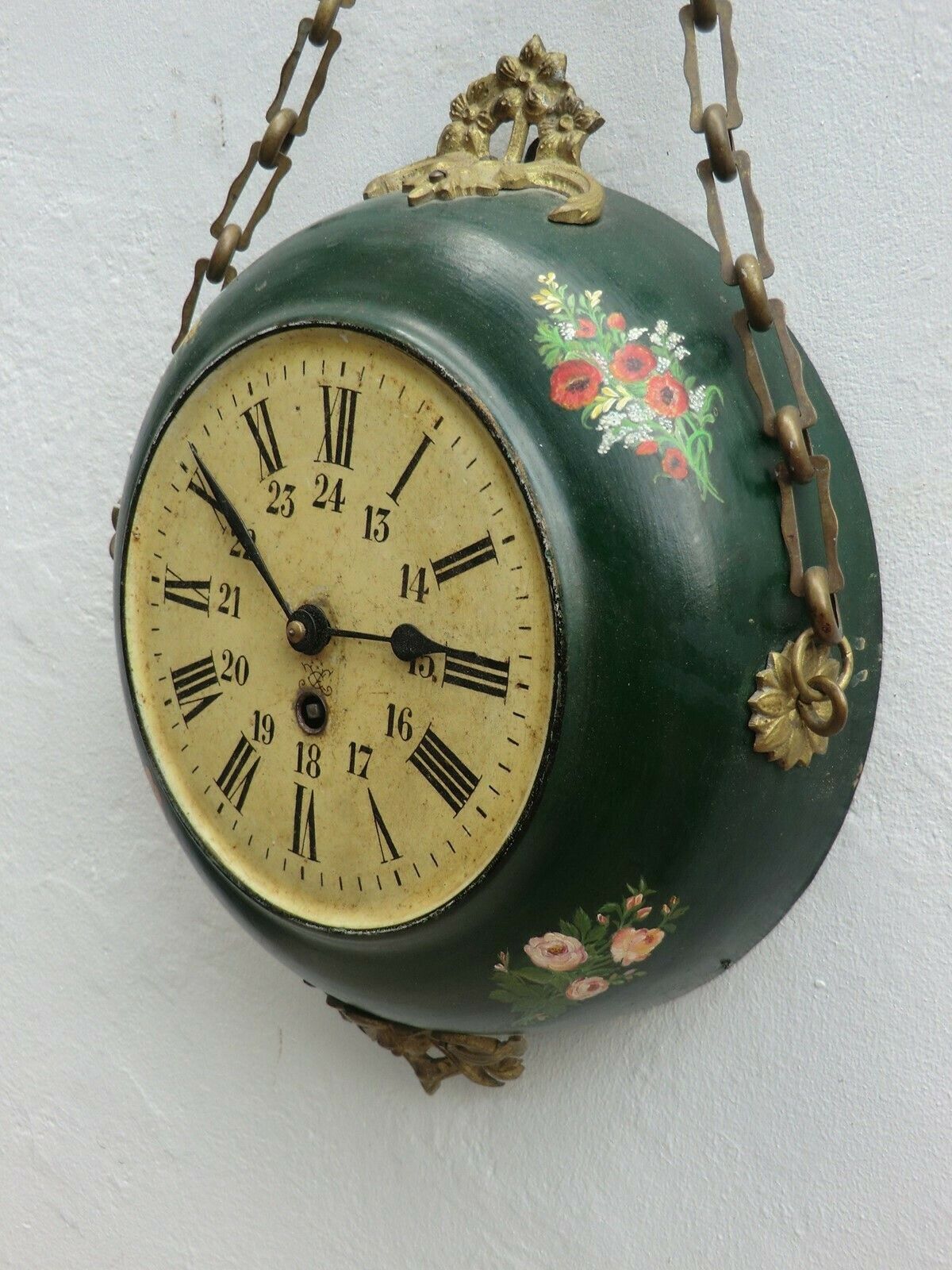 19thc. 'Boulangere' Chain Hanging Wall Clock From France photo for sale