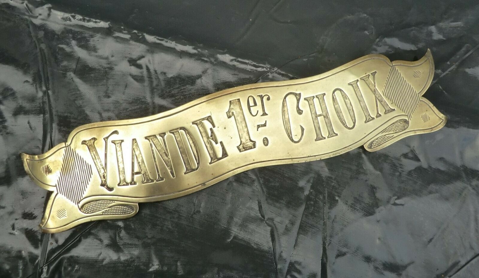Rare Engraved Brass Banner From France