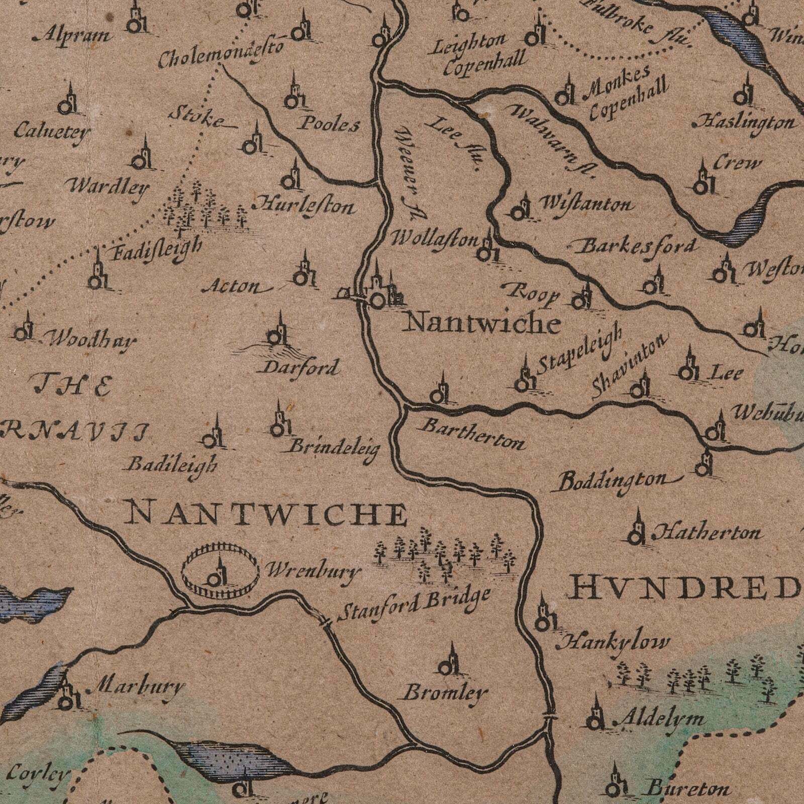 photo for sale Antique County Map Of Cheshire, Dutch, Framed, Cartography, Janssonius, C.1660