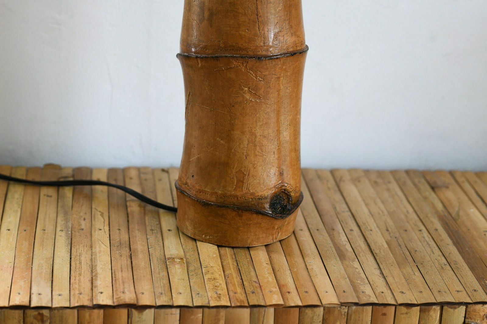 Organic Bamboo Table Lamp Large Mid Century Modern Style photo furniture