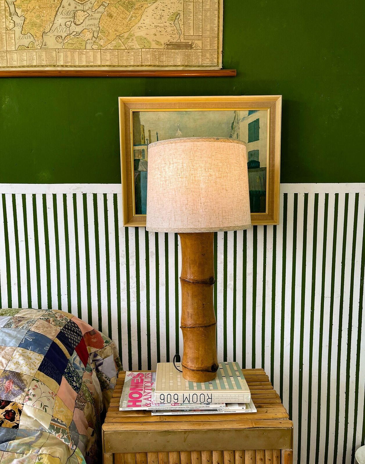Organic Bamboo Table Lamp Large Mid Century Modern Style photo for sale