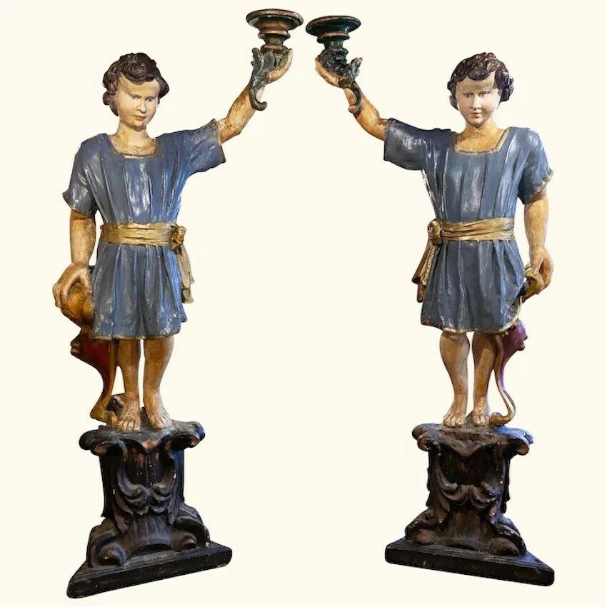 Pair Of 17th C. Torcheres From A Monastery In Pistoia, Italy photo furniture