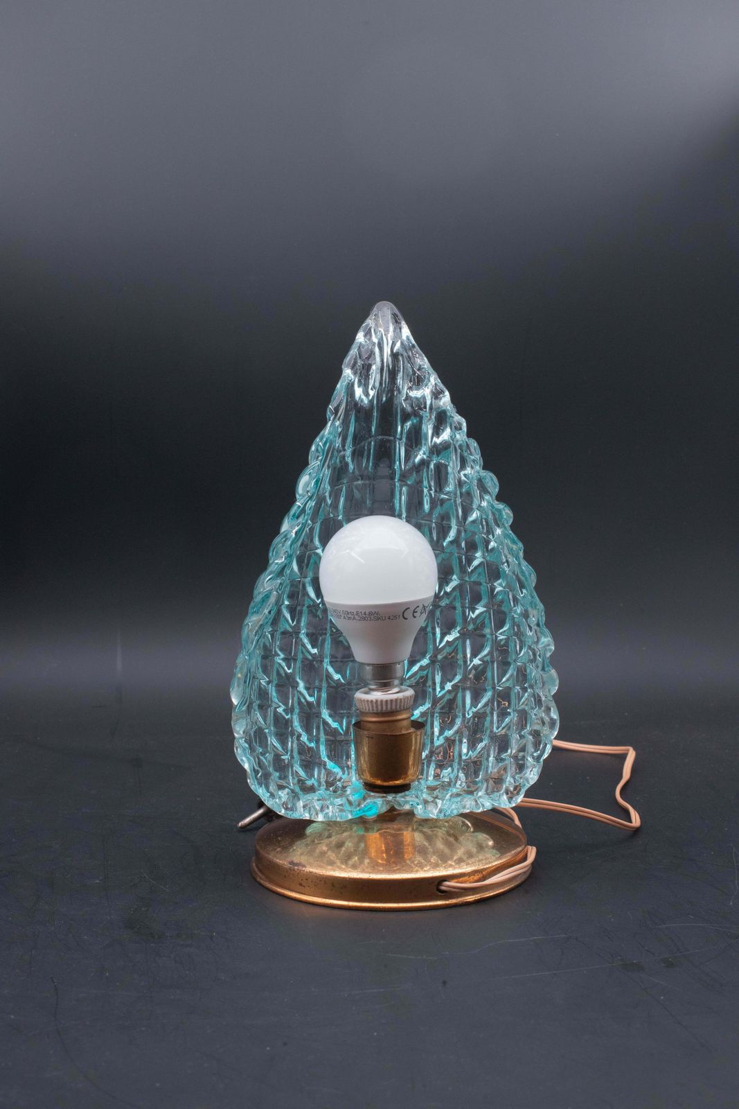 Rare Table Lamp In Blu Murano Glass Vase For Barovier & Toso, 1960 photo for sale