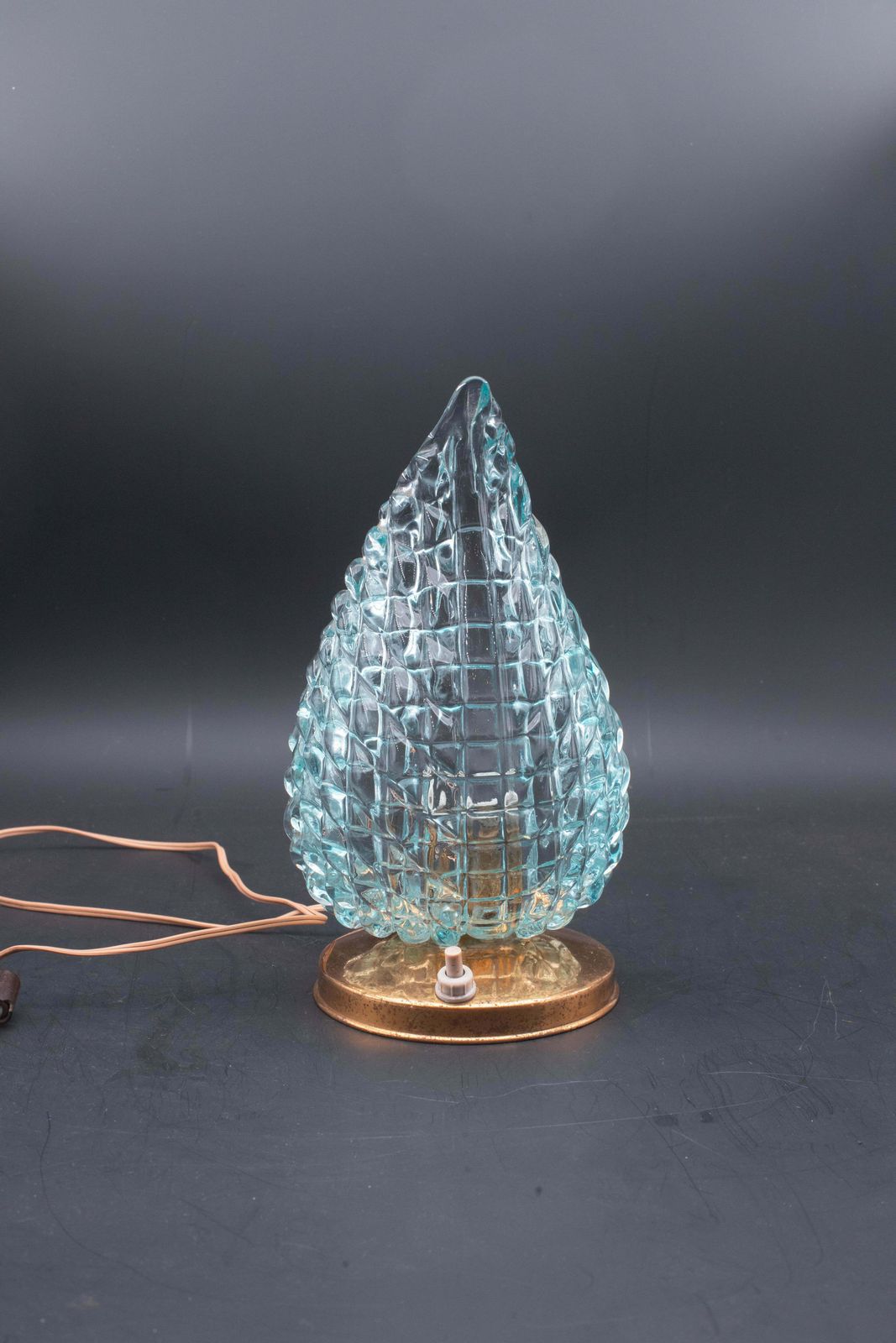 Rare Table Lamp In Blu Murano Glass Vase For Barovier & Toso, 1960 photo vinterior