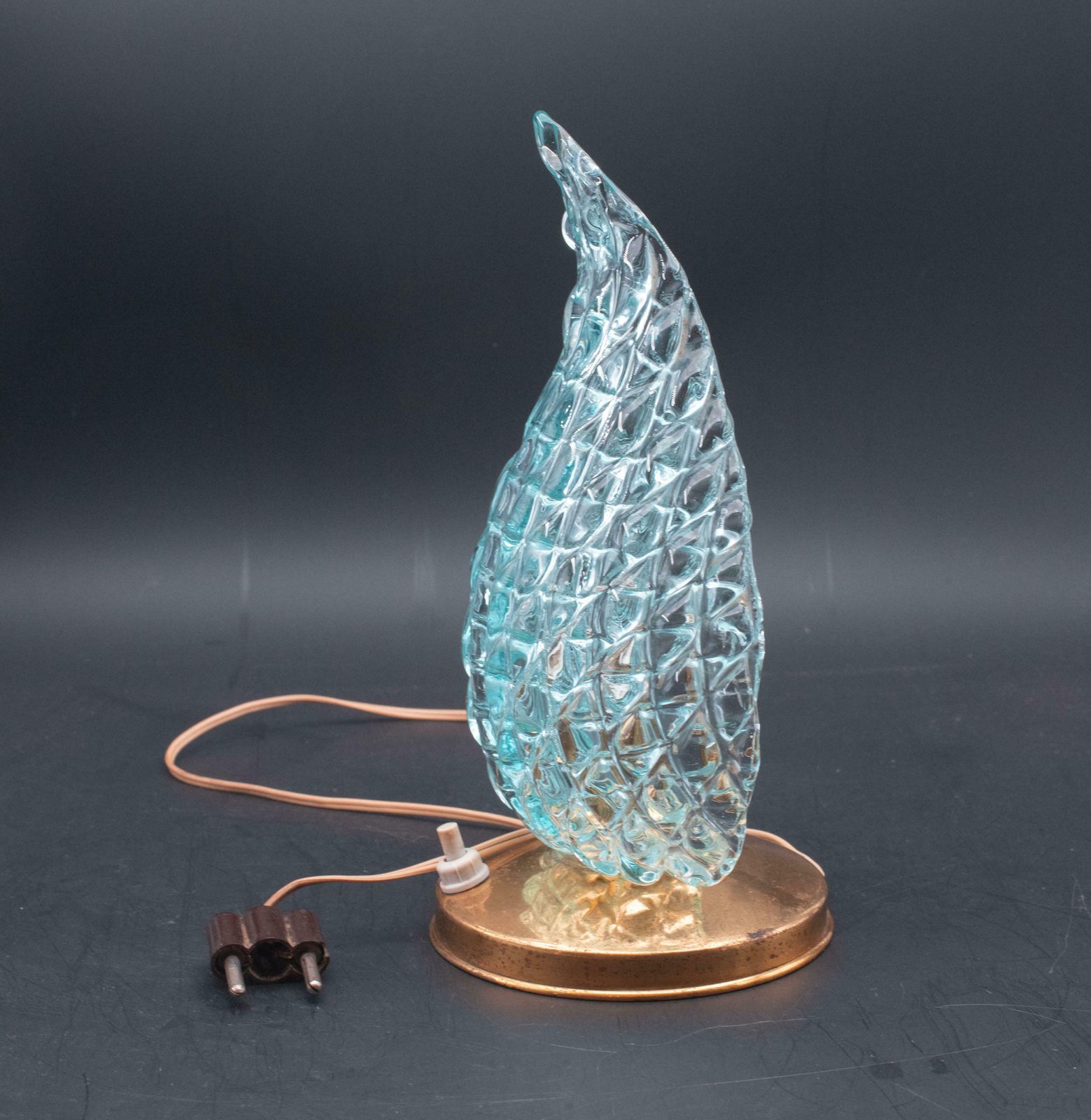 Rare Table Lamp In Blu Murano Glass Vase For Barovier & Toso, 1960 photo vintage
