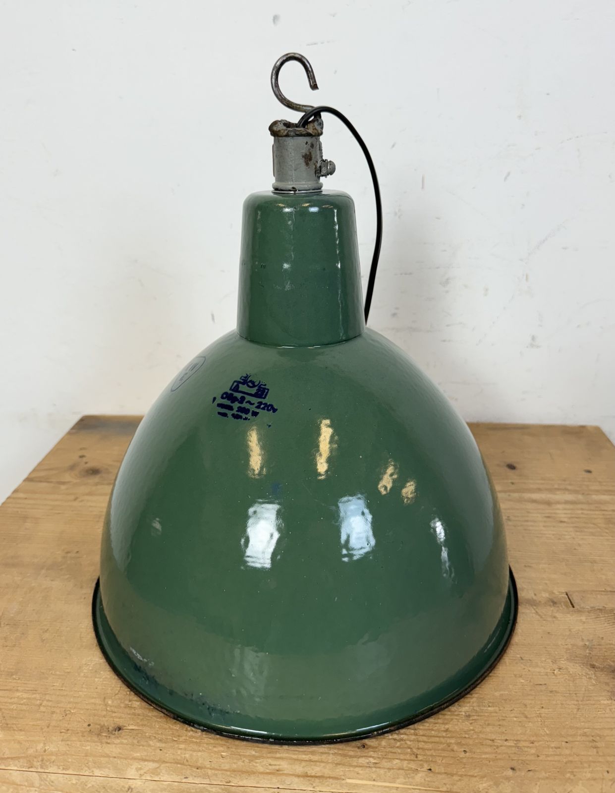 Industrial Green Enamel Factory Pendant Lamp, 1960s, 4x photo 199.0