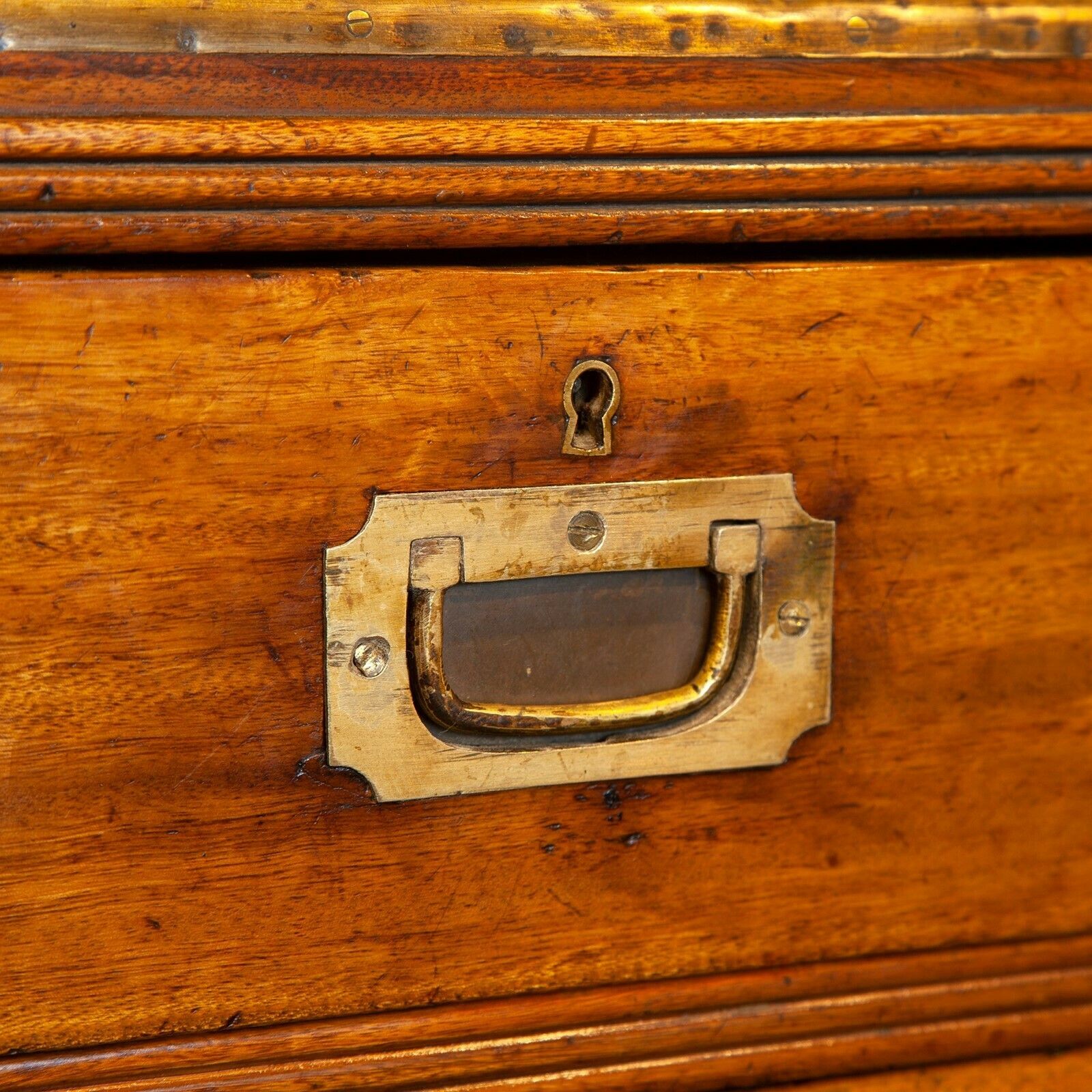 photo furniture 19thc. Naval Or Military Camphorwood Campaign Chest / Bureau