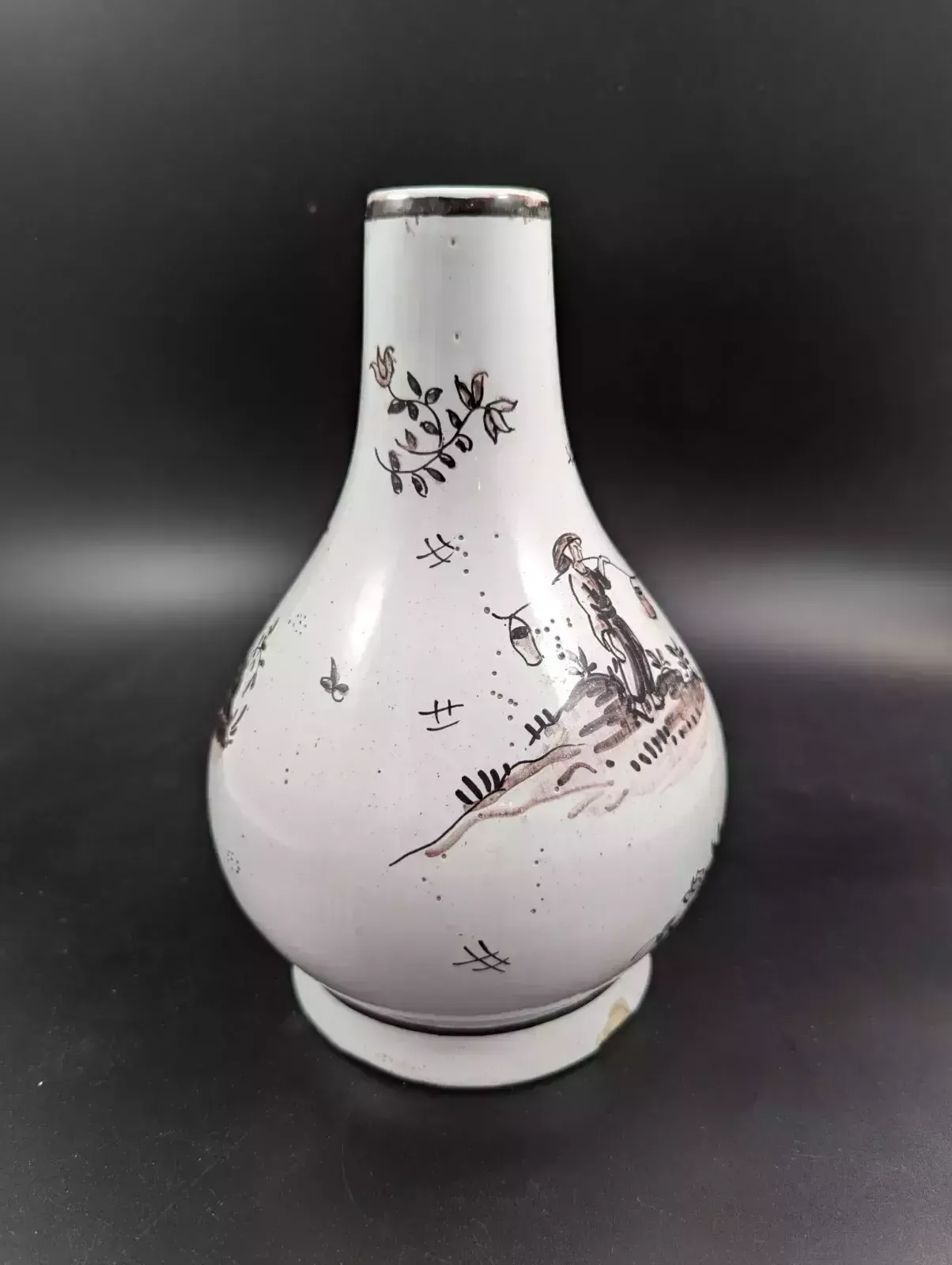 Antique Delft Tin Glazed Pottery Vase, Mid 18th Century. photo 900.0