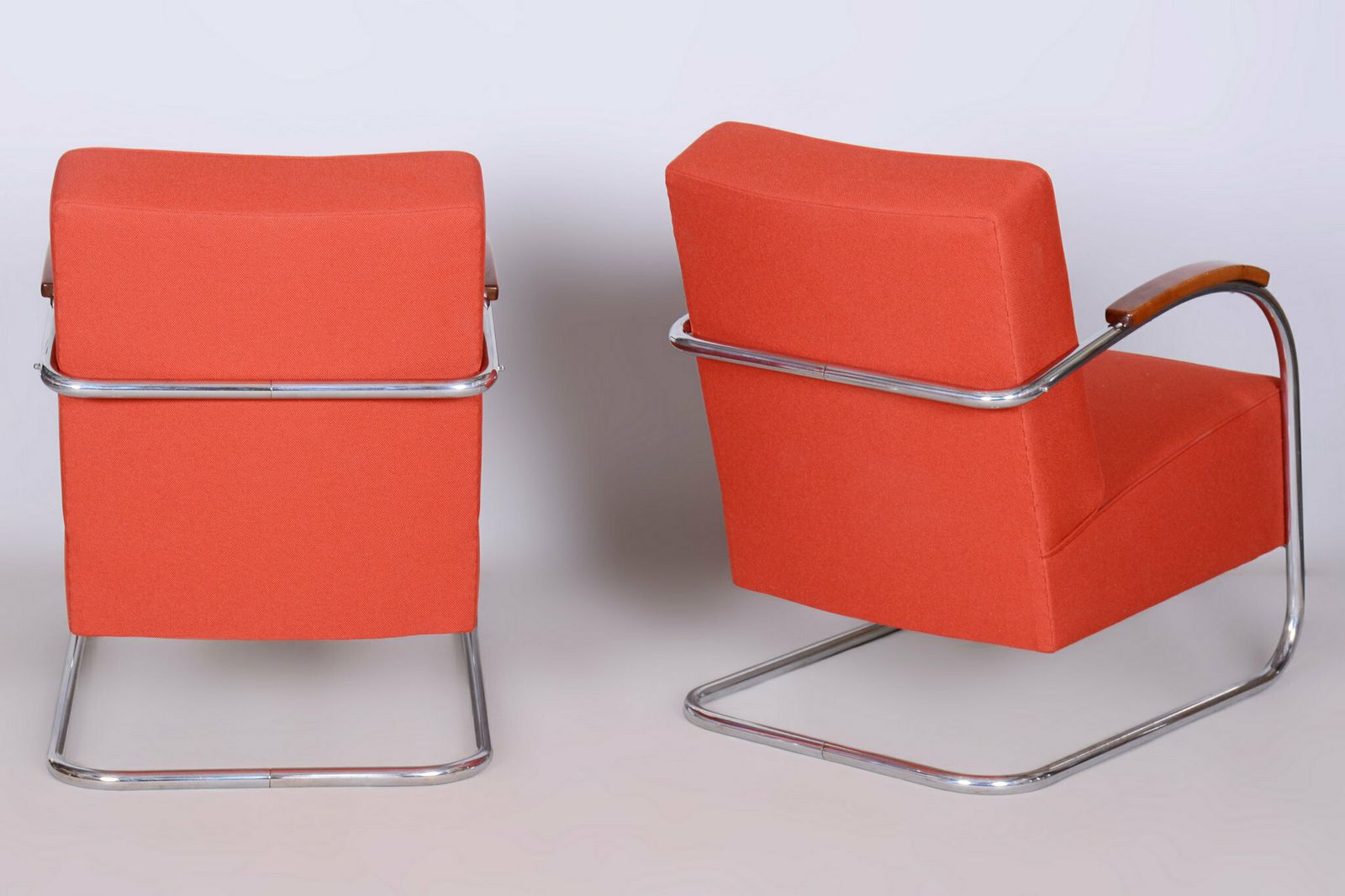 Furniture Set Of Two Restored Bauhaus Armchairs, By Mücke Melder, Chrome, Czech, 1930s photo