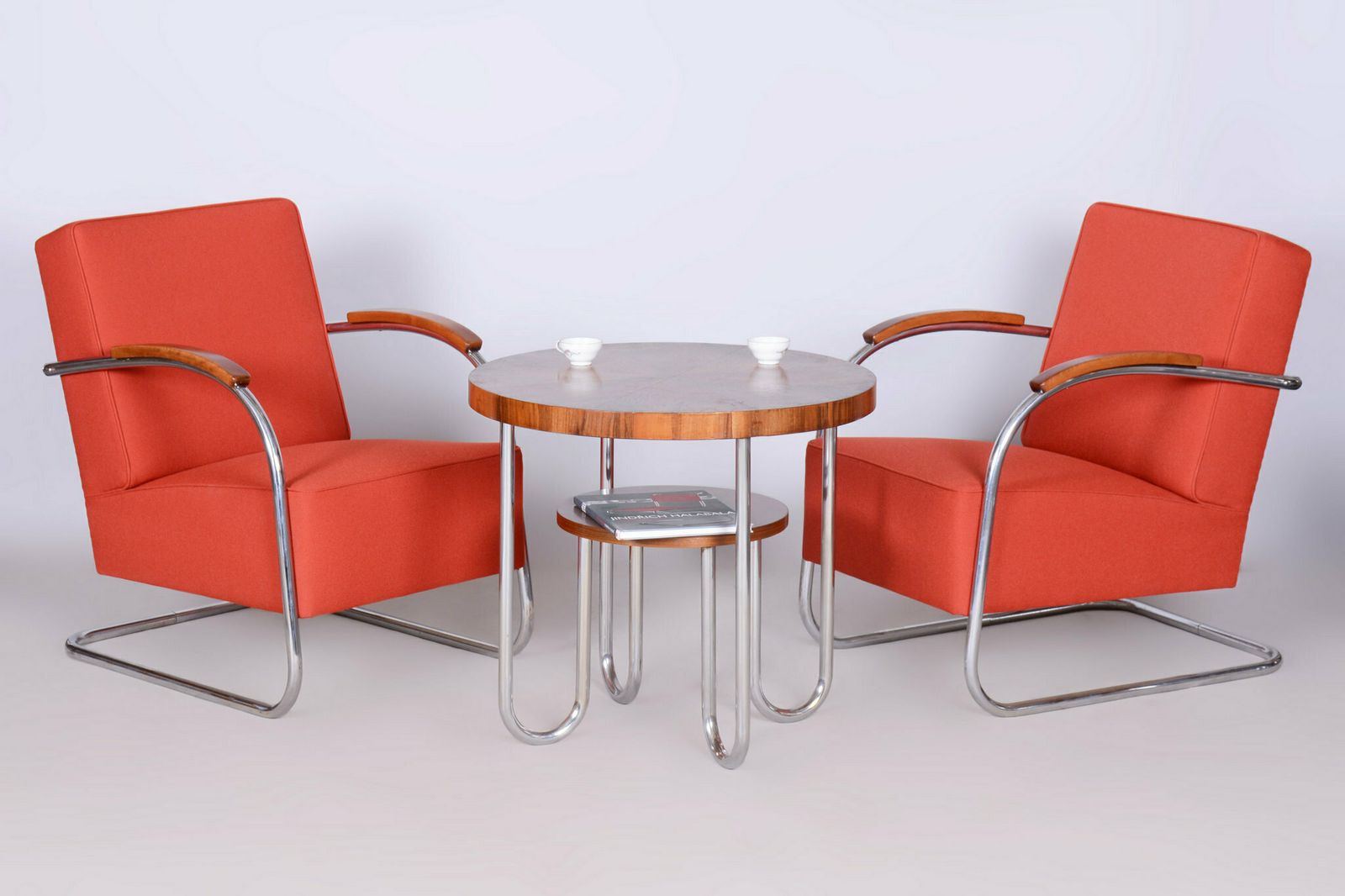 photo vinterior Set Of Two Restored Bauhaus Armchairs, By Mücke Melder, Chrome, Czech, 1930s