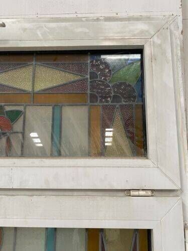 Home Fixtures Pair Of Two Leaf Windows In 20th Century Art Deco Stained Glass photo