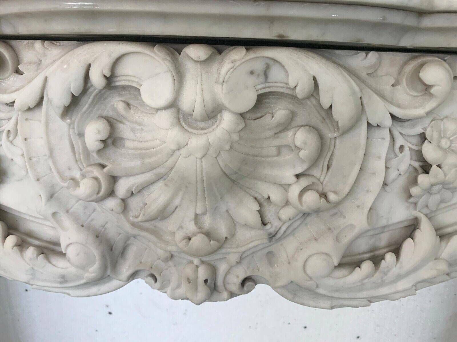 Louis XV Style Fireplace In White Carrara Marble 19th Century photo 14675.63