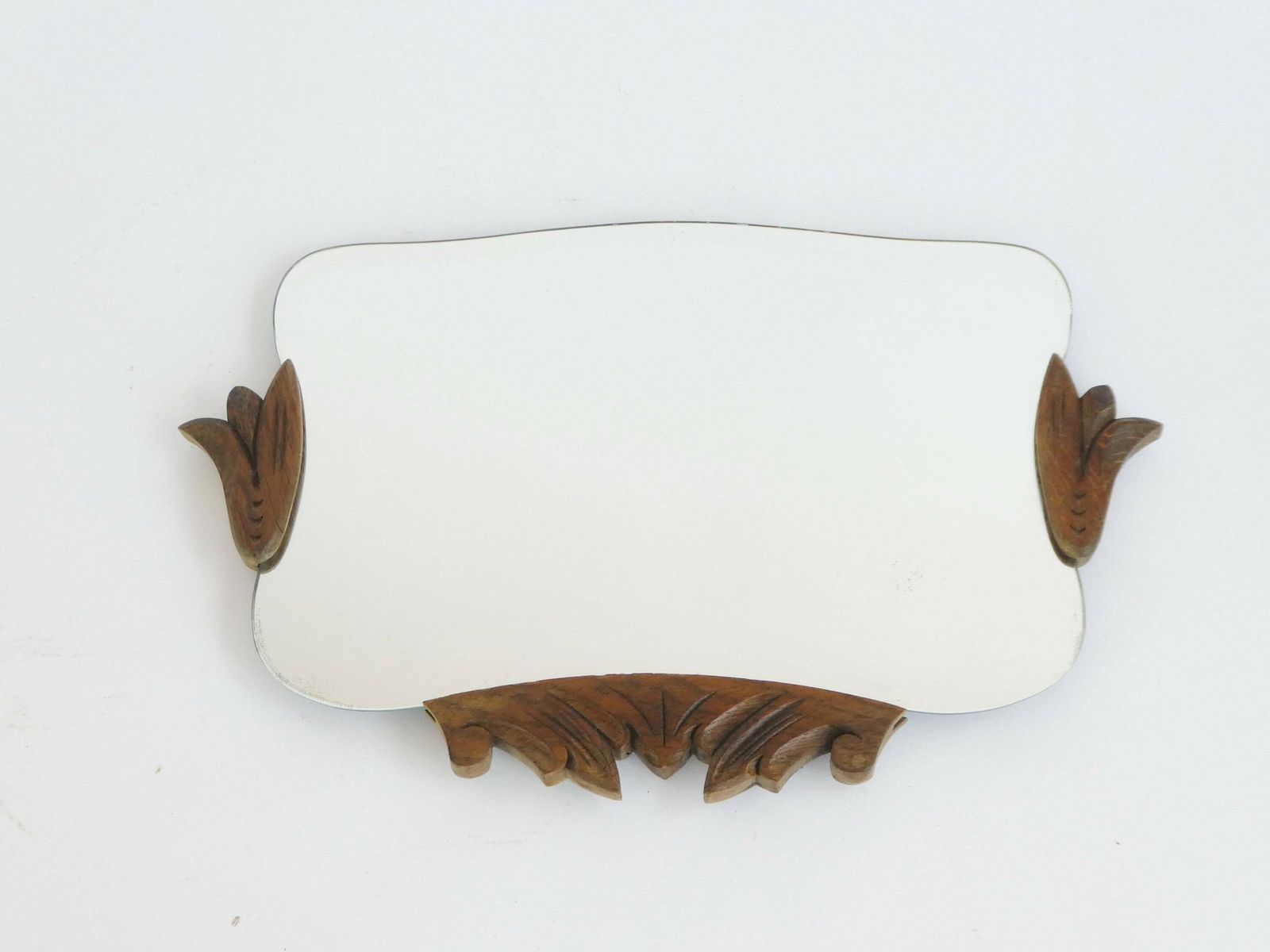 Beautiful Art Nouveau Unframed Wall Mirror With Wooden Ornaments, Jugendstil Beveled Glass, Antique Wall Hanging photo for sale