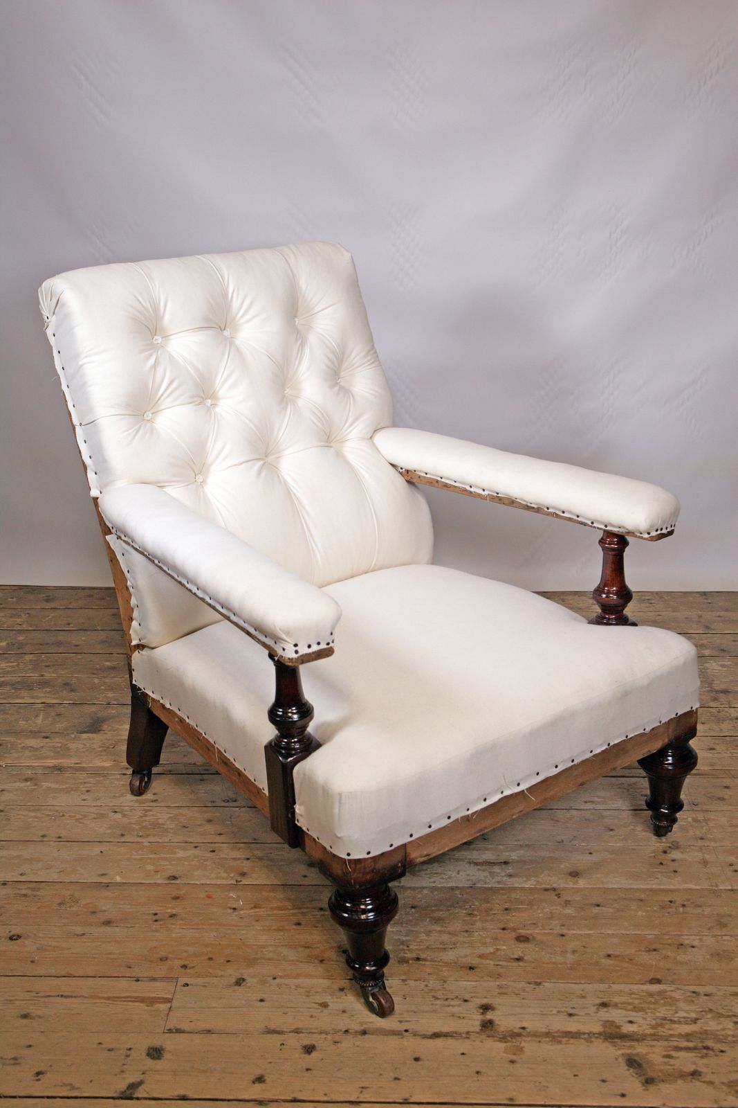 A Refined 19th Century Country House Buttonback Open Armchair