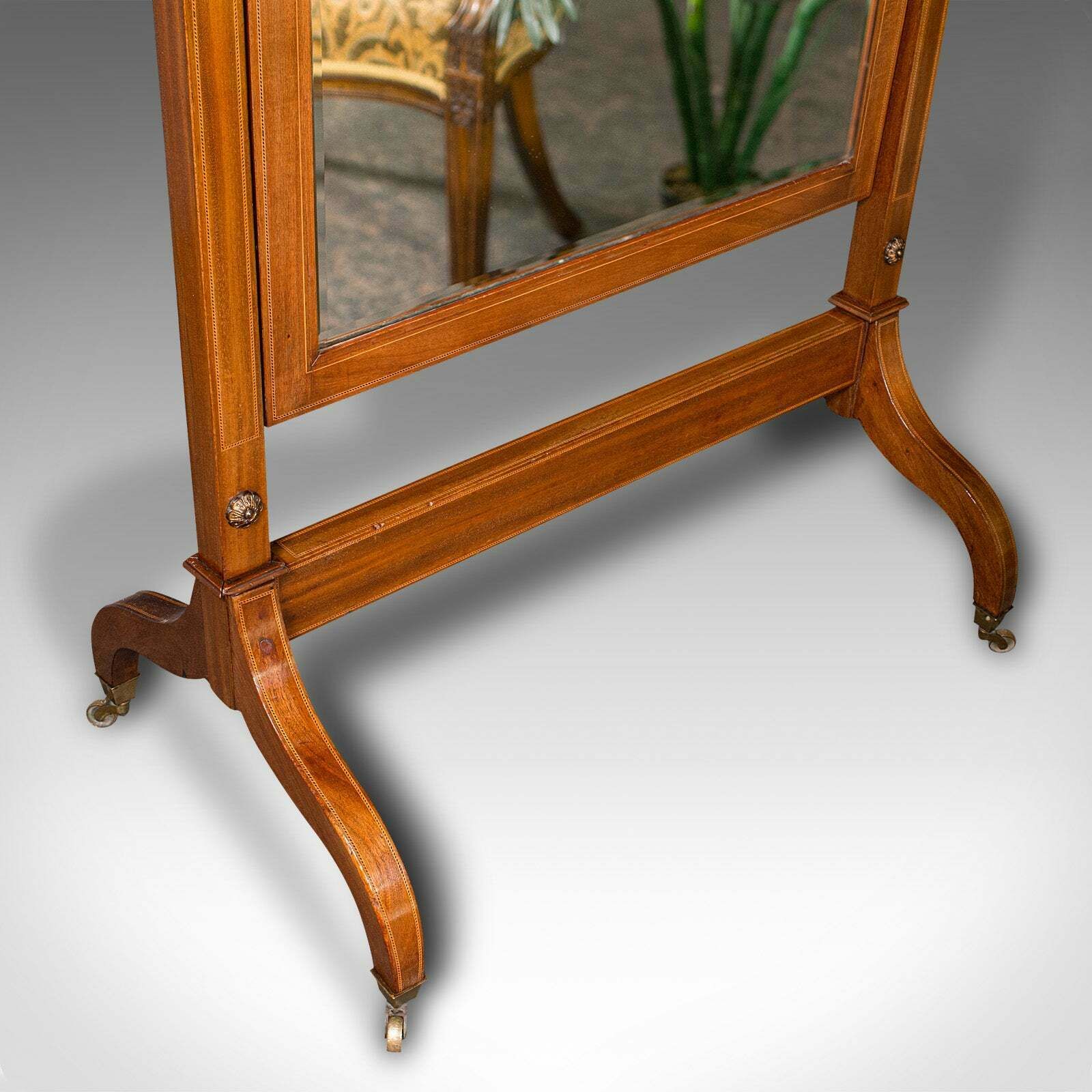 Home Decor 6' 5" Antique Gentlemans Outfitters Mirror, English, Dressing, Cheval, Victorian photo