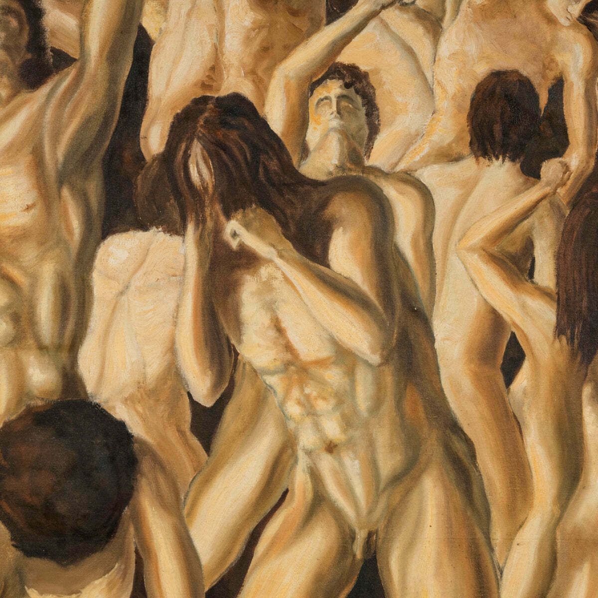 Groot Vintage Olieverfschilderij "Purgatory" Uit De Jaren 1970 photo 4280.0