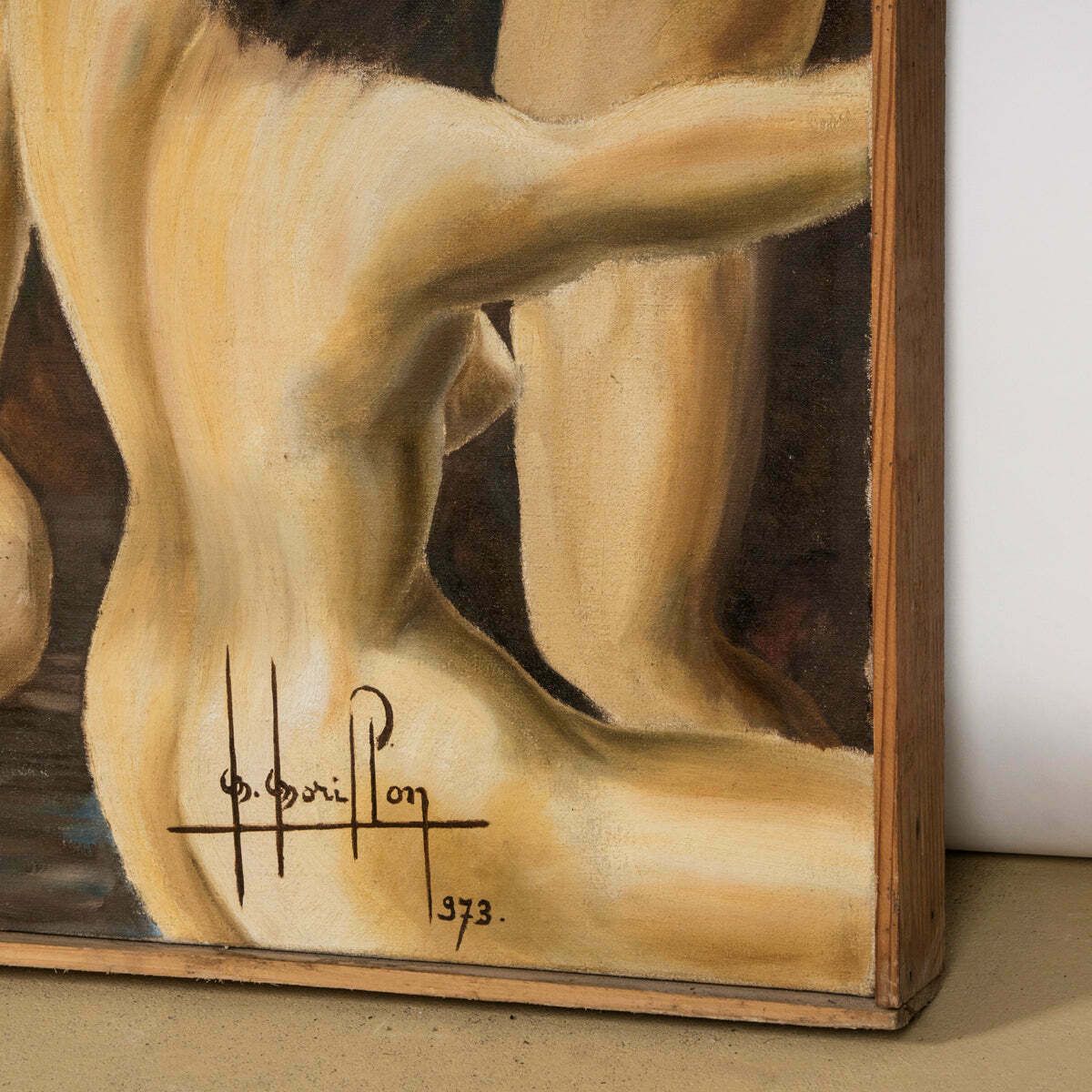 Groot Vintage Olieverfschilderij "Purgatory" Uit De Jaren 1970 photo buy