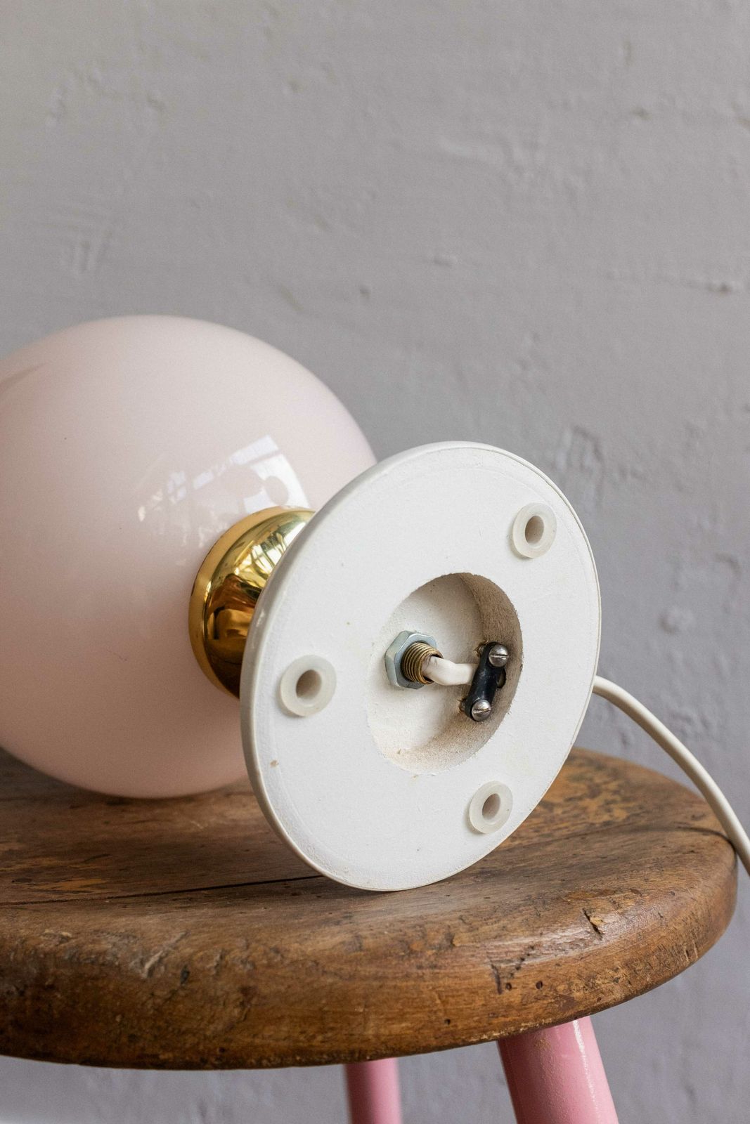215.0 Vintage Czechoslovak Powder Pink Glass Table Lamp, 1970s photo