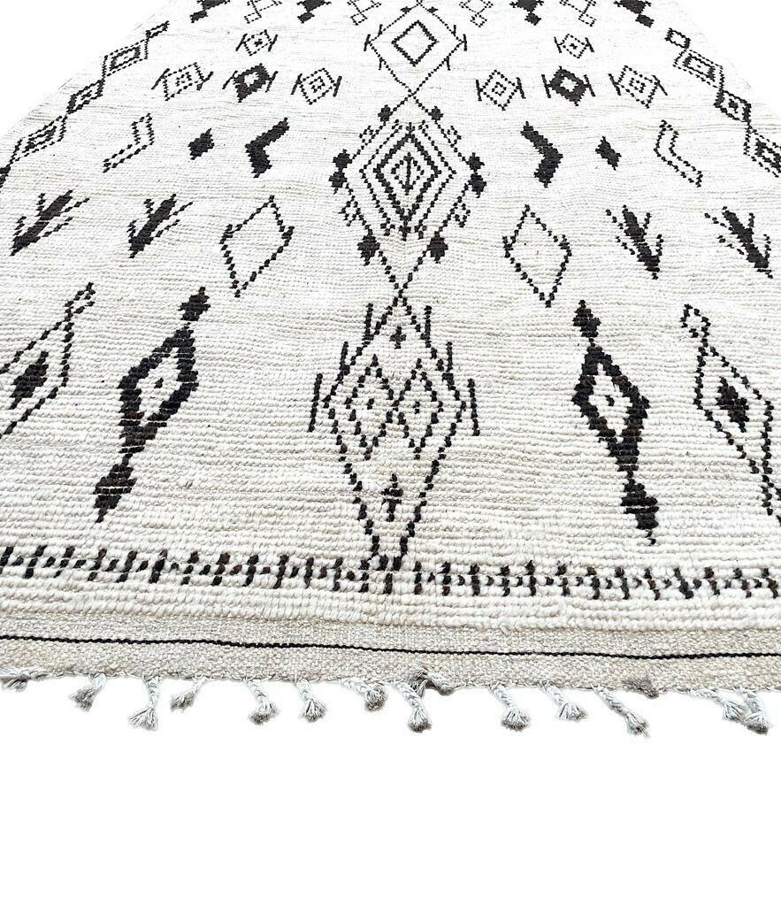 A Vintage Handwoven Moroccan Berber Rug, With Tribal Diamond And Line Pattern By The Beni Ouarian Tribe photo furniture