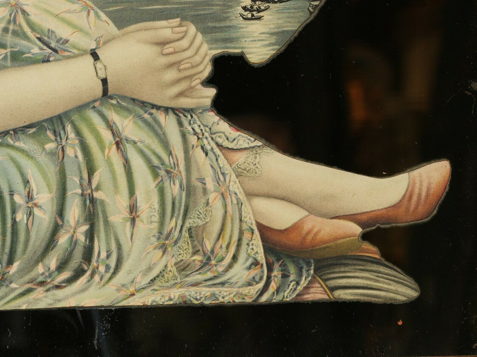 Pair Of 1930's Mirrors With Shanghai 'Beauties' photo vinterior