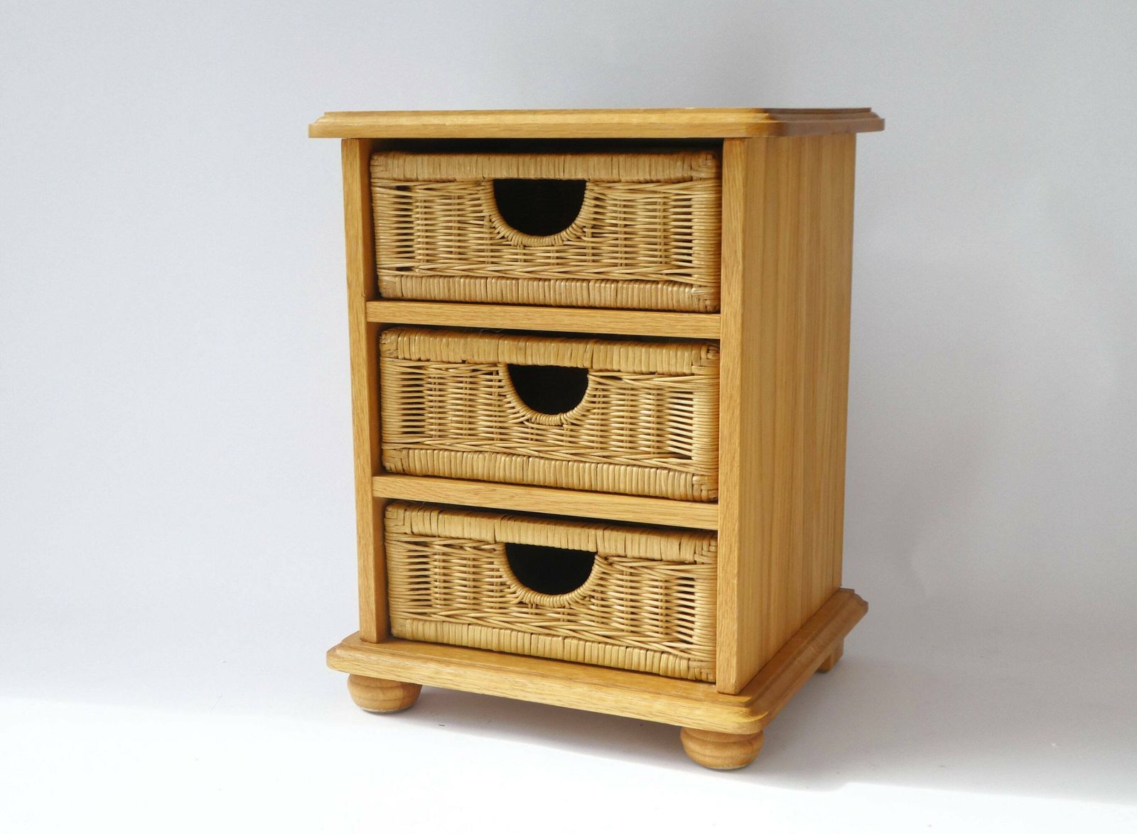 Beautiful Wicker Stand With 3 Drawers, Rattan Boho Vintage Cabinet, Storage Unit photo for sale