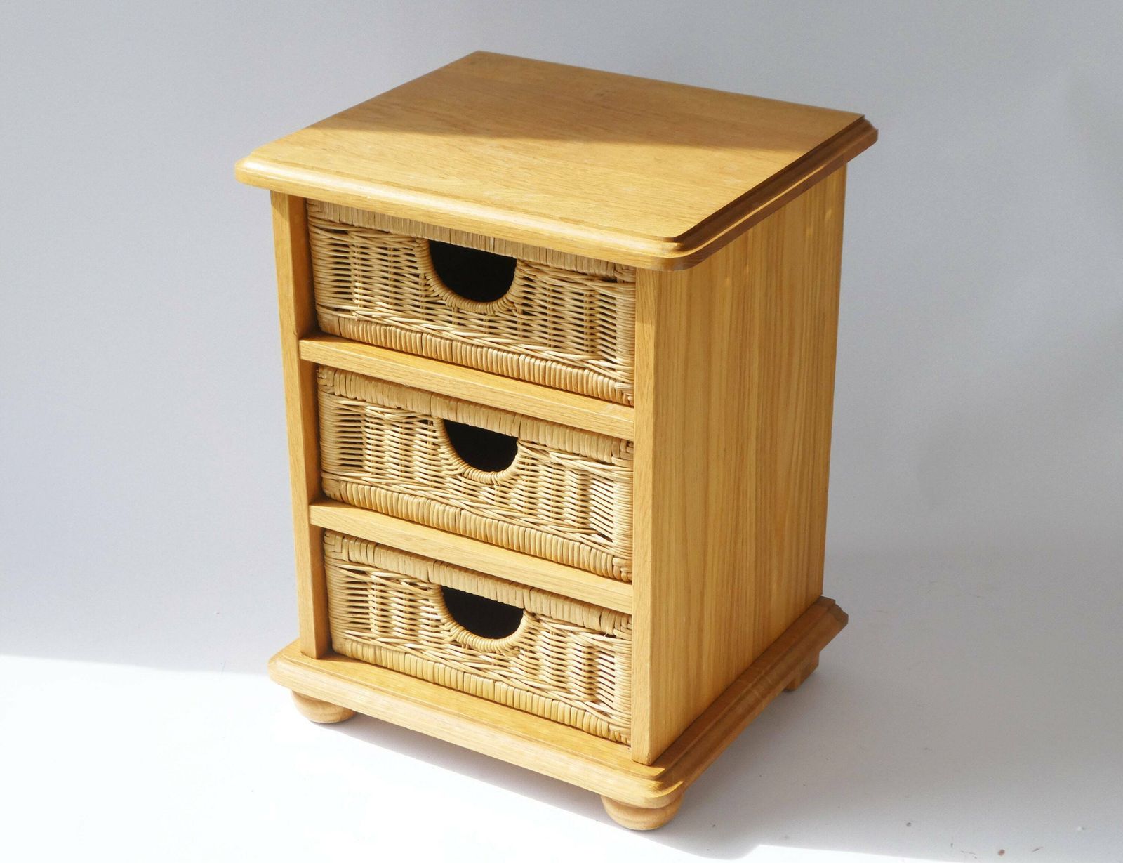 Beautiful Wicker Stand With 3 Drawers, Rattan Boho Vintage Cabinet, Storage Unit photo Furniture