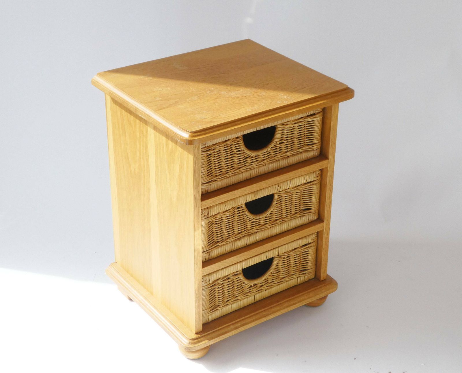 Beautiful Wicker Stand With 3 Drawers, Rattan Boho Vintage Cabinet, Storage Unit photo 158.0