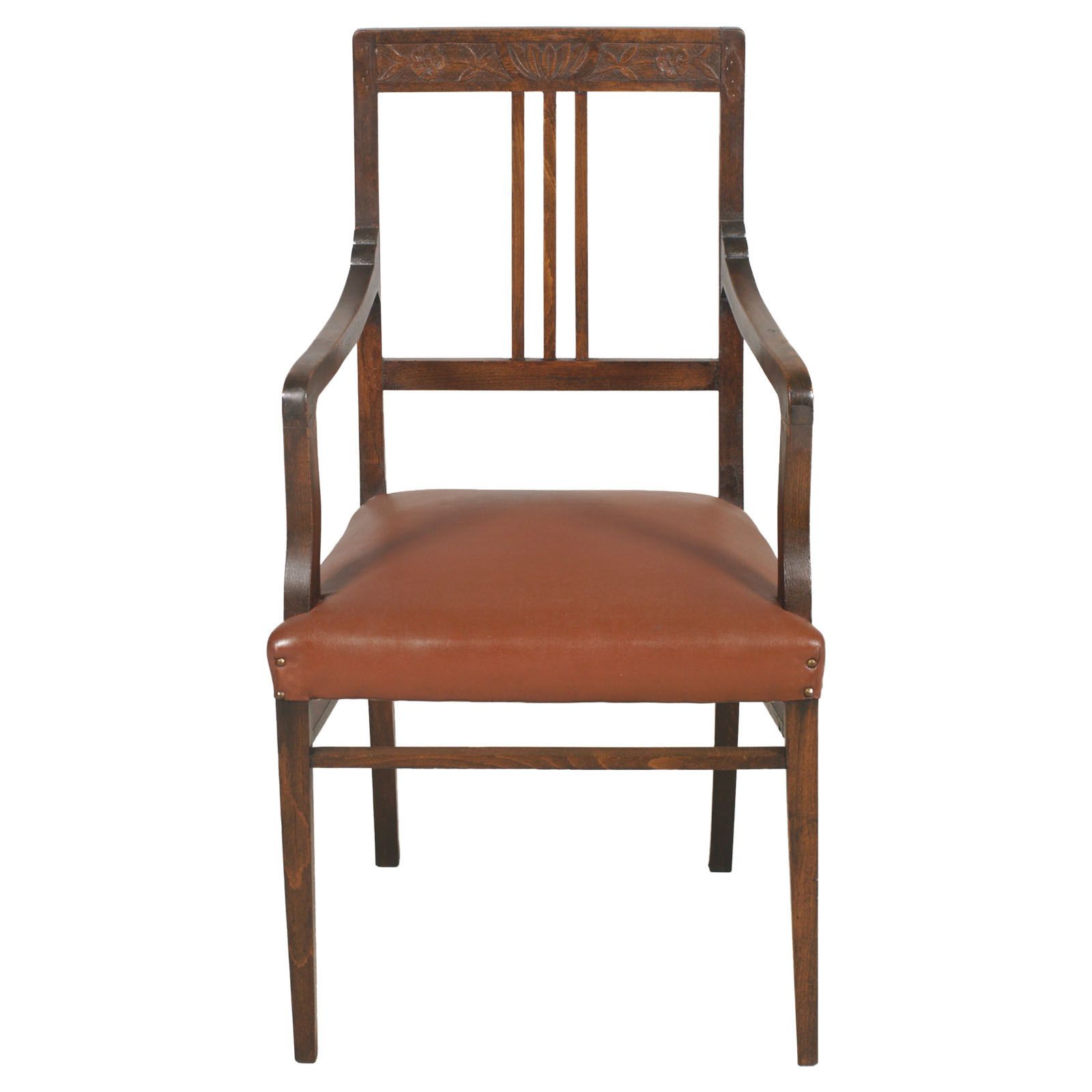 1890s French Armchairs Art Nouveau, Hand Carved Walnut, Restored & Wax Polished