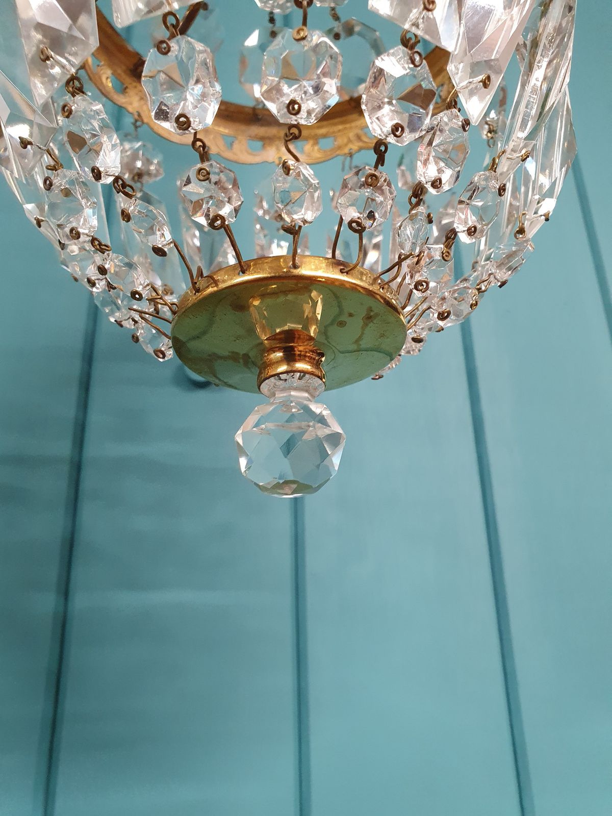 Small Pair Of Prism Swag Bag Chandeliers 6" photo buy