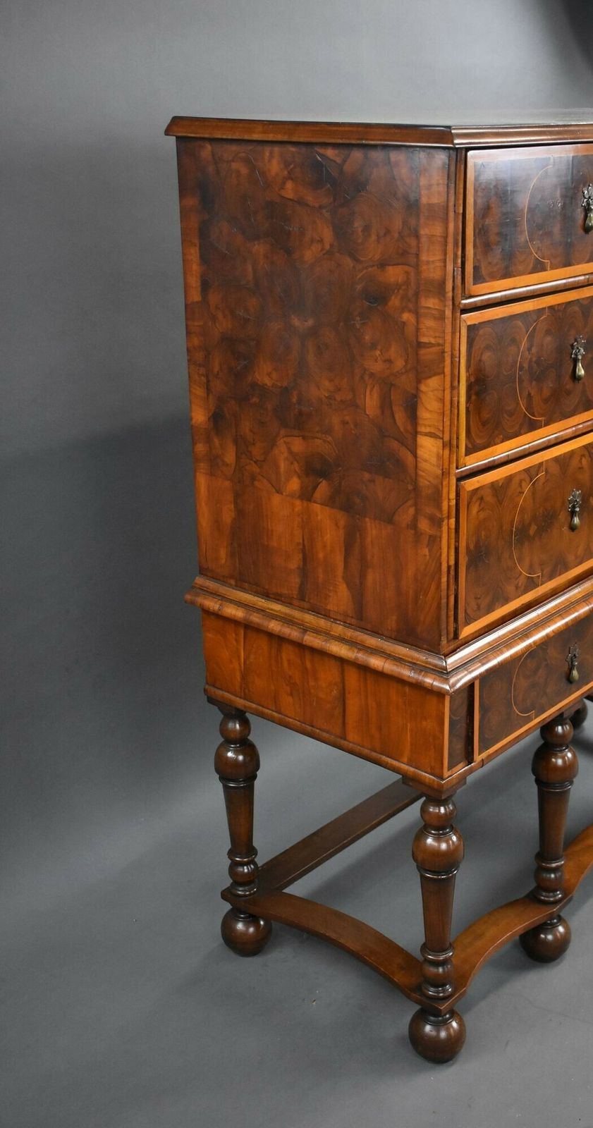 William & Mary Oyster Veneer Chest On Stand photo Furniture